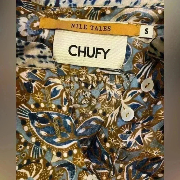 CHUFY KISSA SILK BLOUSE in Swia Brown Size Small - Picture 12 of 14